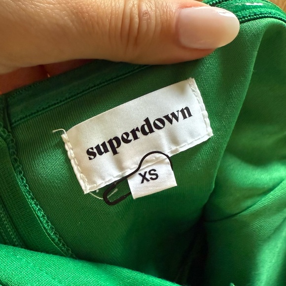 Ryleigh Strapless Boat Neckline Dress Green XS (superdown) Revolve wedding guest - Picture 8 of 9